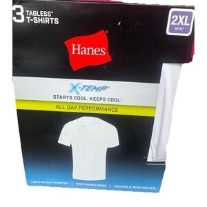 Hanes X-temp ~ Mens 3-Pack T-Shirts Crew Neck White Performance Mesh ~ 2XL